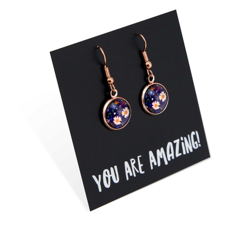 Jewellery Circle Drop Dangles | Spring - You Are Amazing - Rose Gold Dangles - Harriet (12632)