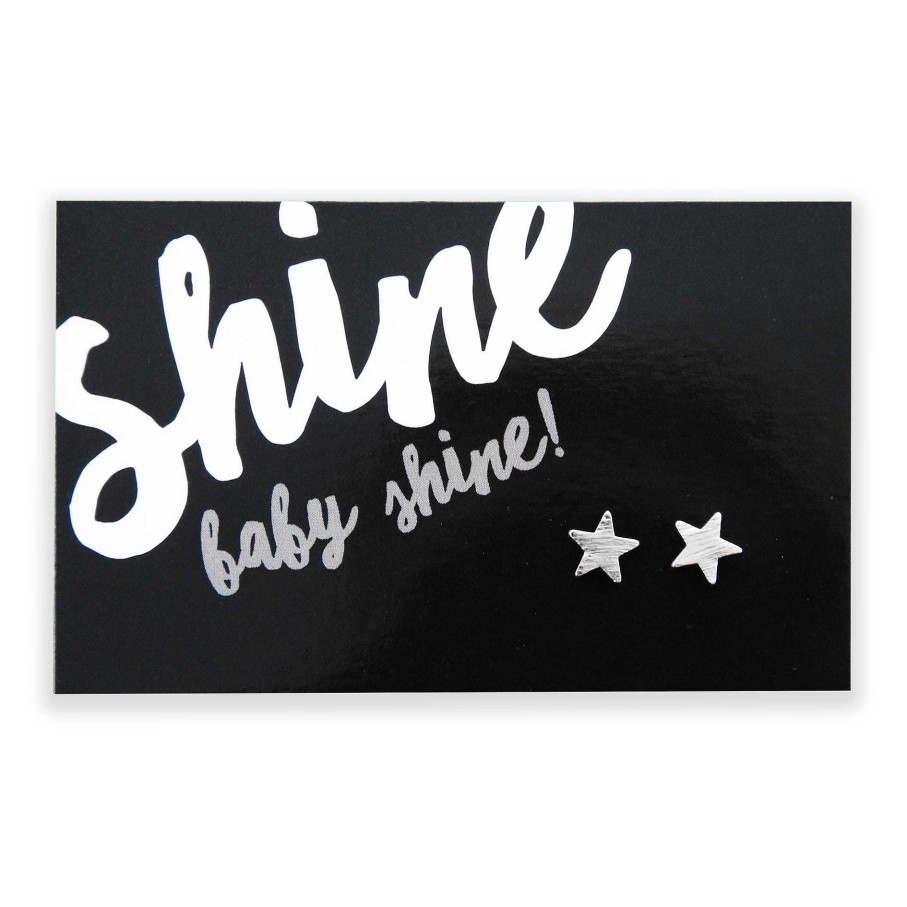 Jewellery Cute Stud Earrings | Shine Baby Shine! - Star Studs - Brushed Look Silver Earrings (9412)