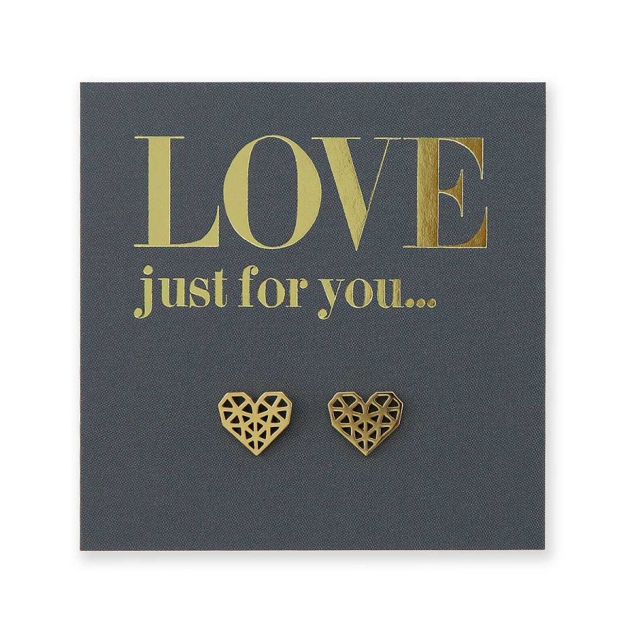 Jewellery Premium Studs | Stainless Steel Earring Studs - Love Just For You - Geo Hearts