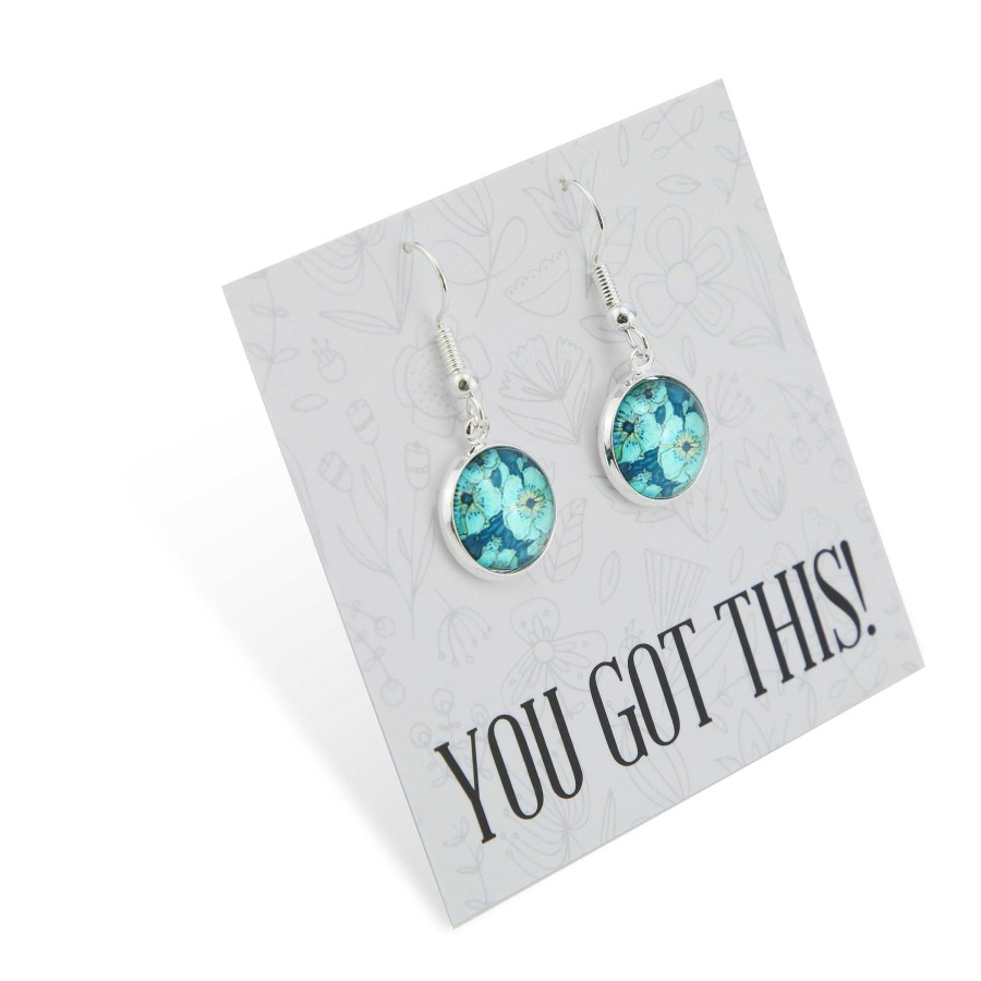 Jewellery Circle Drop Dangles | Teal Collection - You Got This - Bright Silver Dangle Earrings - Sky Bloom Bright (12422)