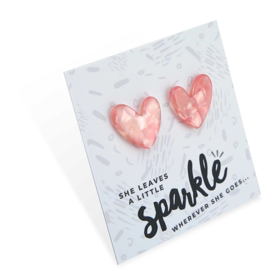 Jewellery Statement Earrings | She Leaves A Little Sparkle Wherever She Goes - Resin Heart Studs - Valentine (11442)