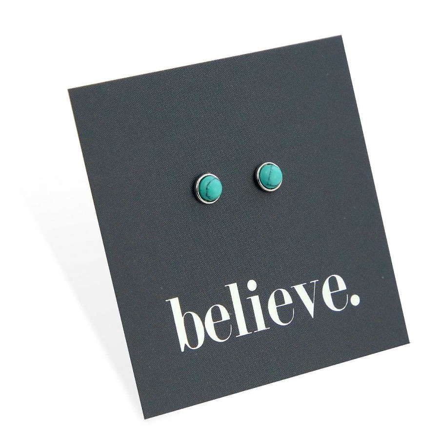 Jewellery Sterling Silver Studs | Tiny Turquoise Studs - Sterling Silver - Believe (8806-F)