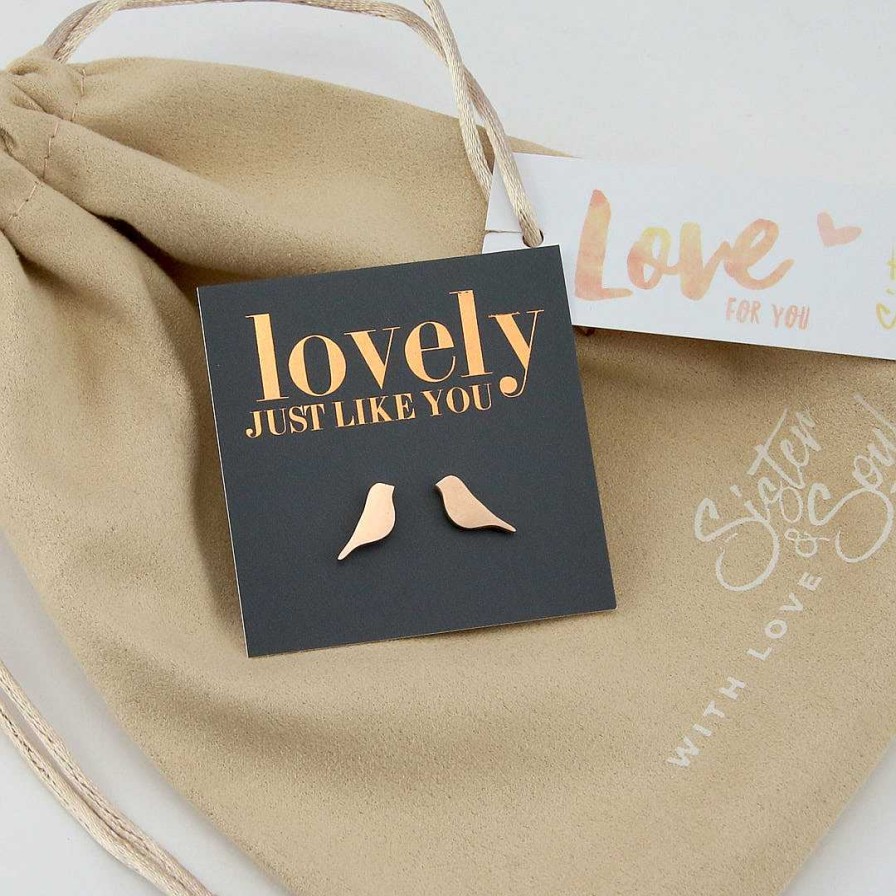 Jewellery Gift Bundles | Rose Gold Love Gift Bundle - Stainless Steel Bird Studs (S16)