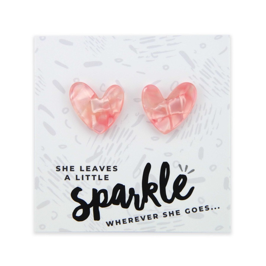 Jewellery Statement Earrings | She Leaves A Little Sparkle Wherever She Goes - Resin Heart Studs - Valentine (11442)