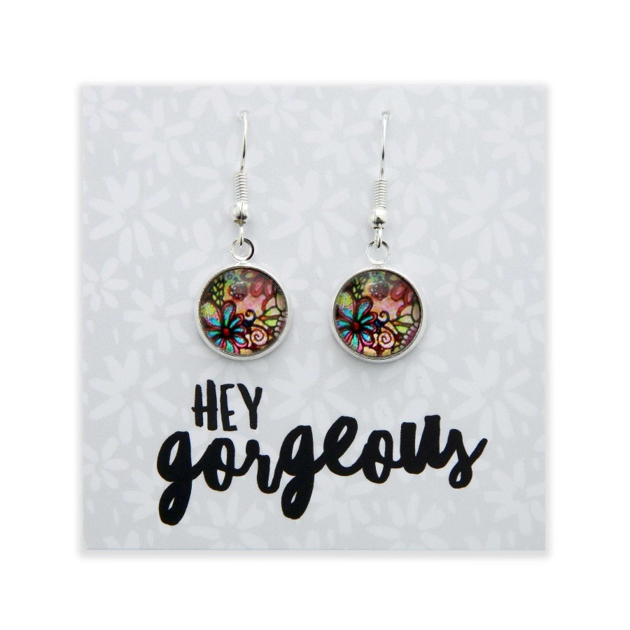 Jewellery Circle Drop Dangles | Spring - Hey Gorgeous - Bright Silver Dangle Earrings - Flora (9915)