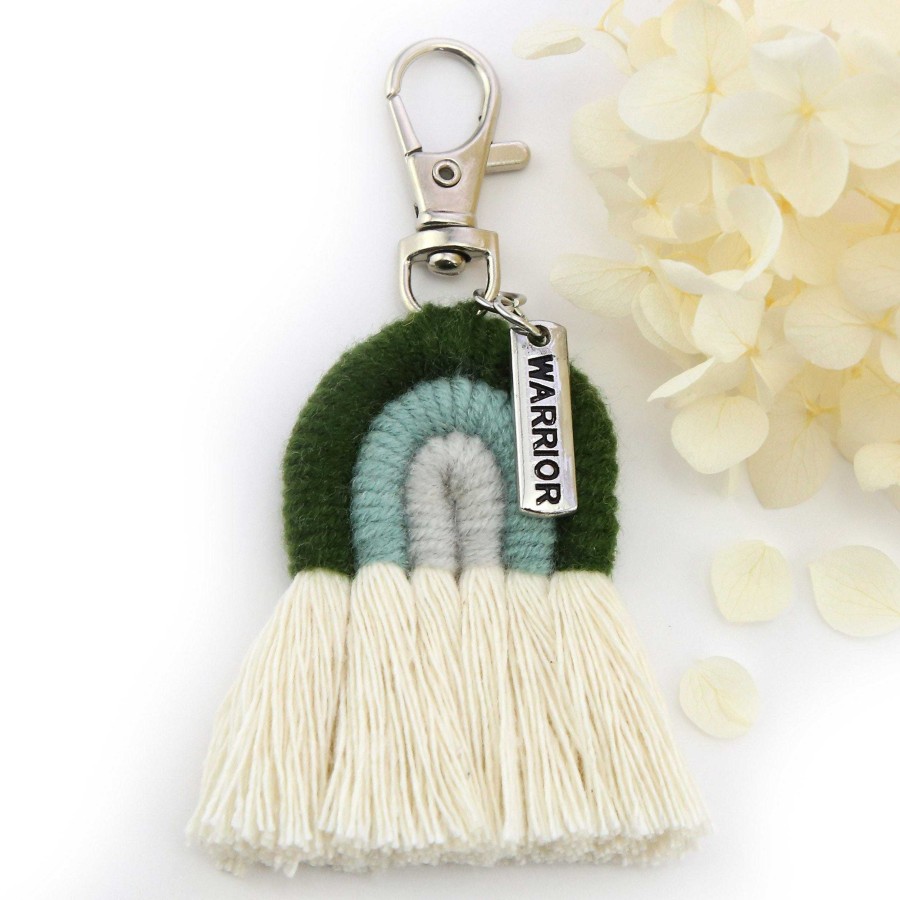 Accessories 50% Off | Mini Handwoven Rainbow Keyring / Bag Accessory 'Warrior' In Silver - Ava (7021-3)