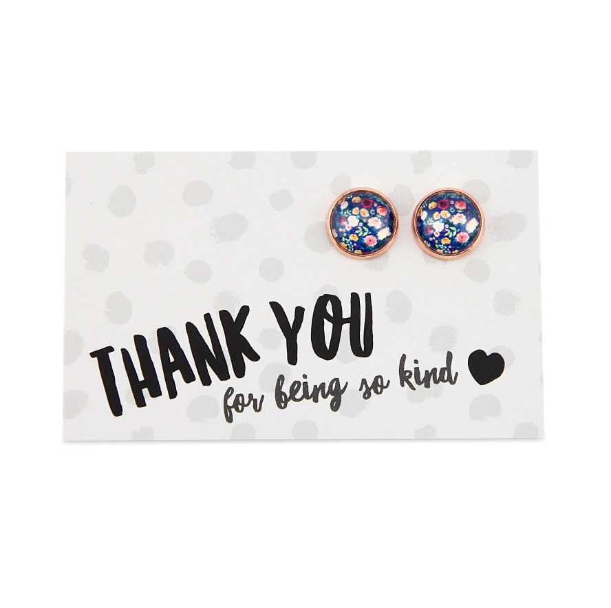 Jewellery Deluxe Stud Earrings | Heart & Soul Collection - Thank You For Being So Kind! - Rose Gold Surround Circle Studs - Florabelle (9206)