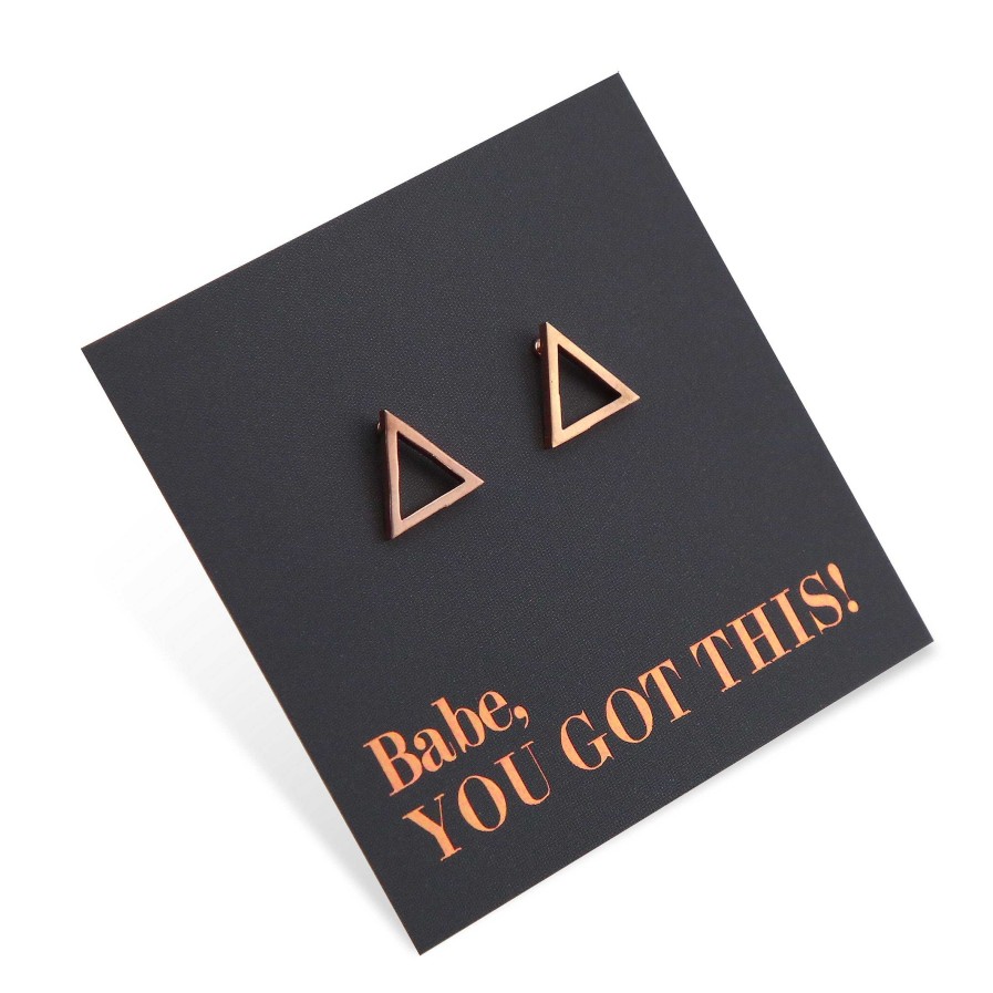 Jewellery Premium Studs | Stainless Steel Earring Studs - Babe, You Got This - Open Triangles