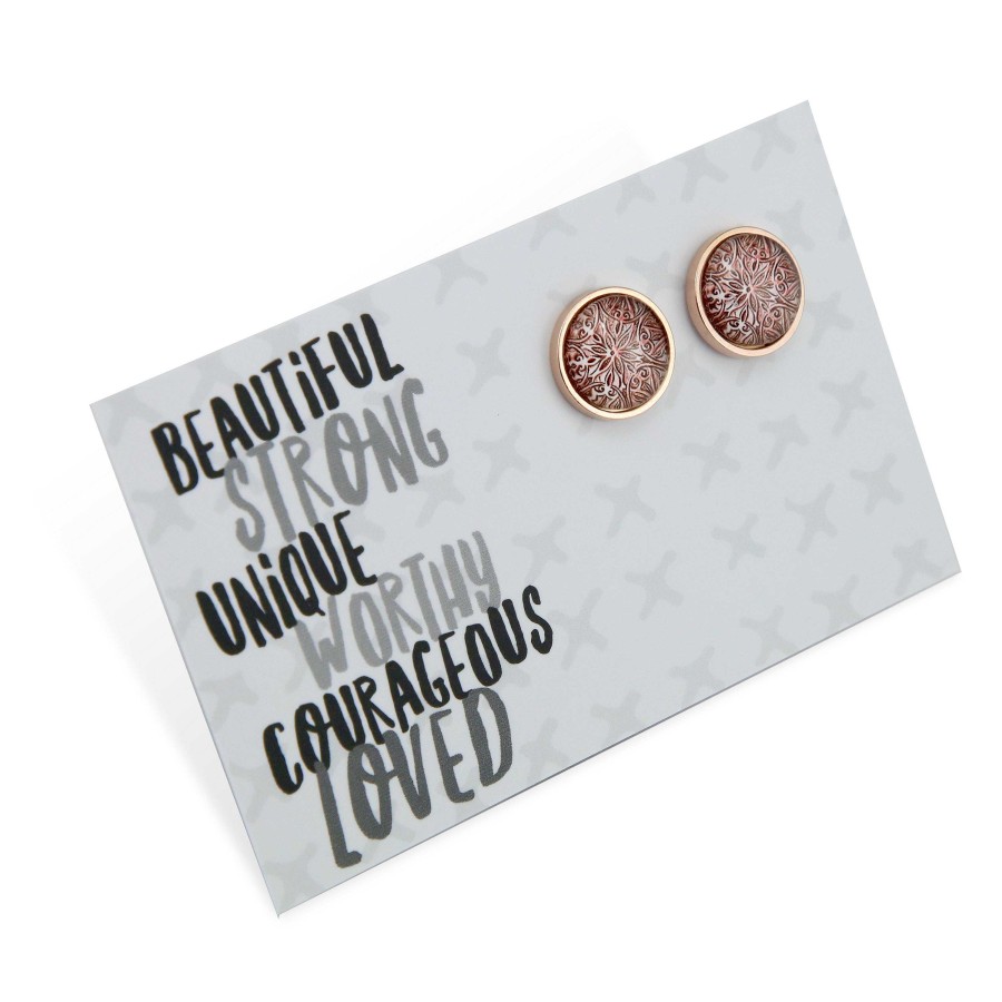 Jewellery Deluxe Stud Earrings | Beautiful Strong Unique - Stainless Steel Rose Gold Studs - Lionhearted Rose (8902-F)