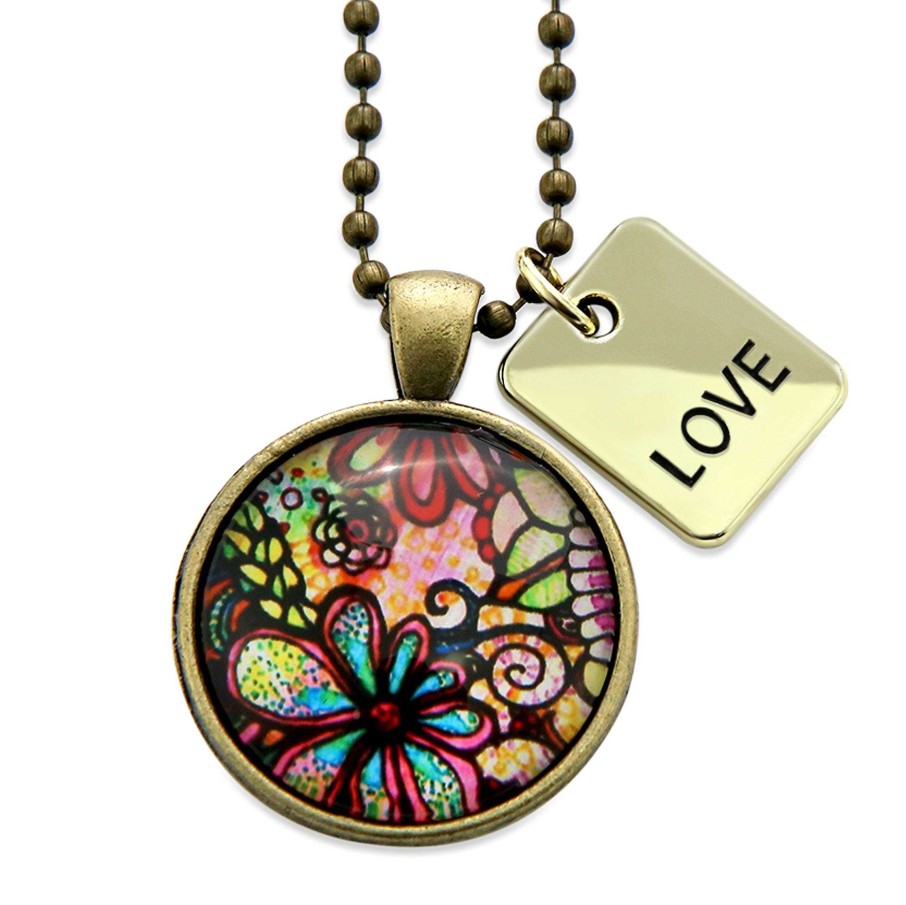 Jewellery Papa Glewy | Spring - 'Love' Vintage Gold Necklace - Flora - (10444)