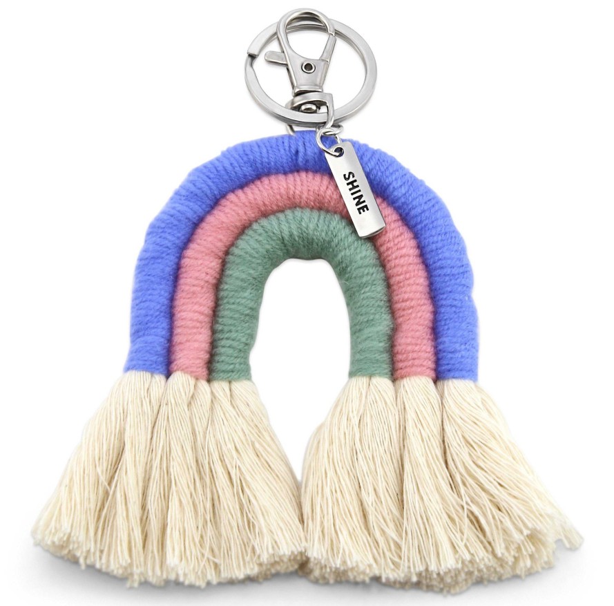 Accessories 50% Off | Handwoven Rainbow Keyring / Bag Accessory 'Shine' In Silver - Grace (7016-1)