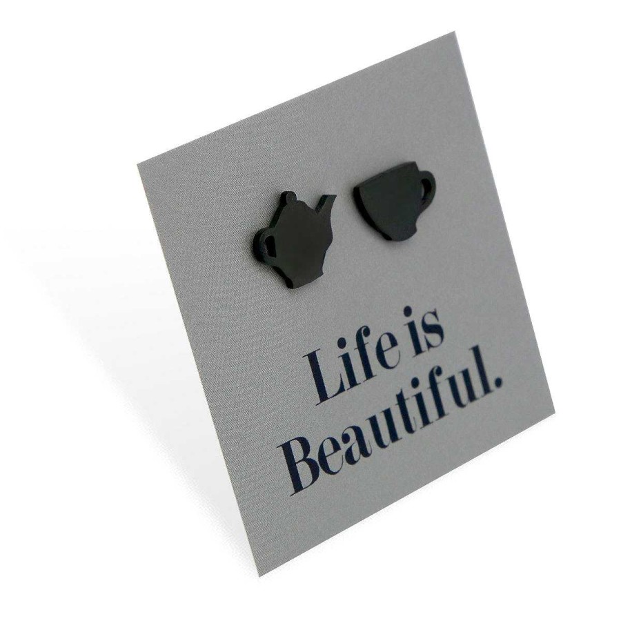 Jewellery Premium Studs | Stainless Steel Earring Studs - Life Is Beautiful - Tea Time