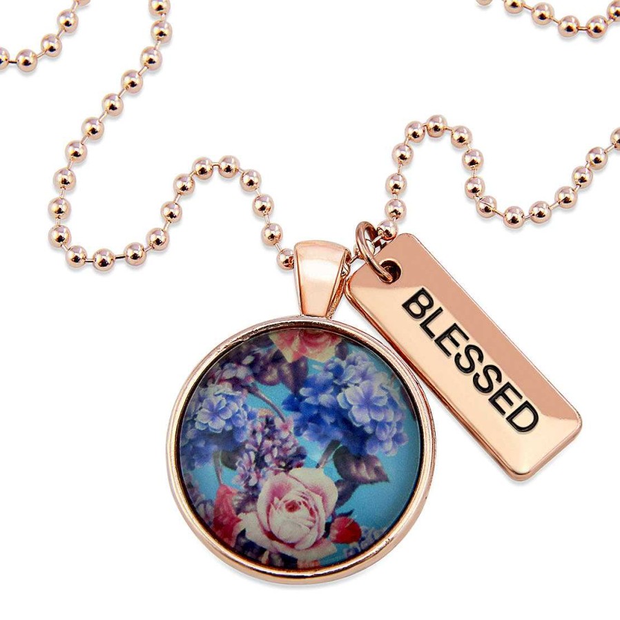 Jewellery Papa Glewy | Spring - 'Blessed' Rose Gold Necklace - Floweret (10844)