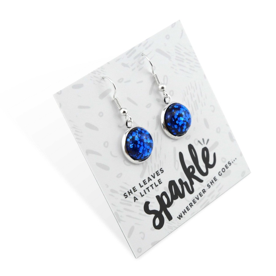 Jewellery Sparklefest | Sparklefest - She Leaves A Little Sparkle - Stainless Steel Silver Dangles - Cobalt (2106-R)