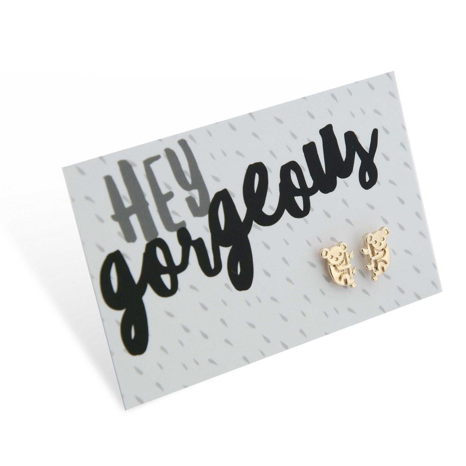 Jewellery Cute Stud Earrings | Hey Gorgeous - Koalas - Gold Stud Earrings (12244)