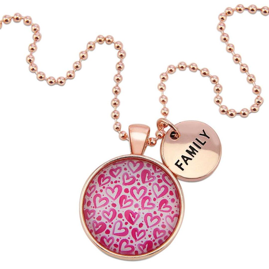 Jewellery Papa Glewy | Pink Collection - Rose Gold 'Family' Necklace - Heartstrings (10421)