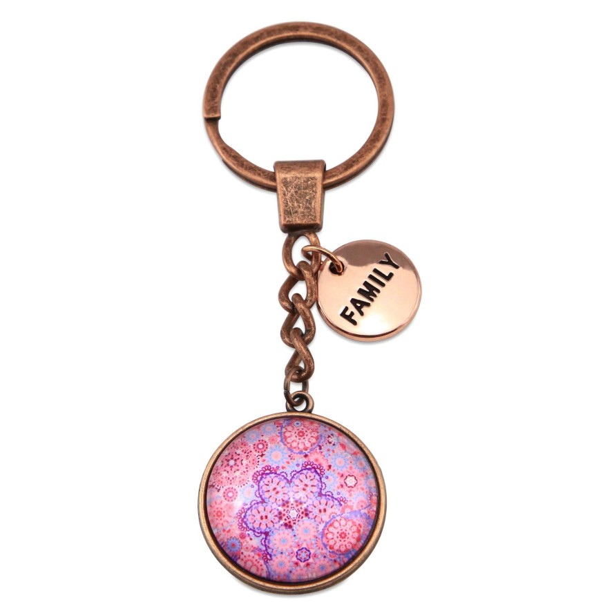 Accessories Papa Glewy | Pink Collection - Vintage Rose Gold 'Family' Keyring - Pink Ice (12231)