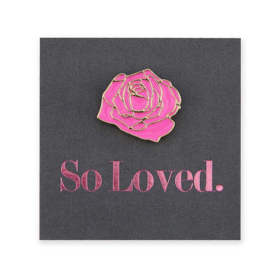 Accessories Accessories | Lovely Pins! So Loved - Pink Rose Enamel Badge Pin - (12031)