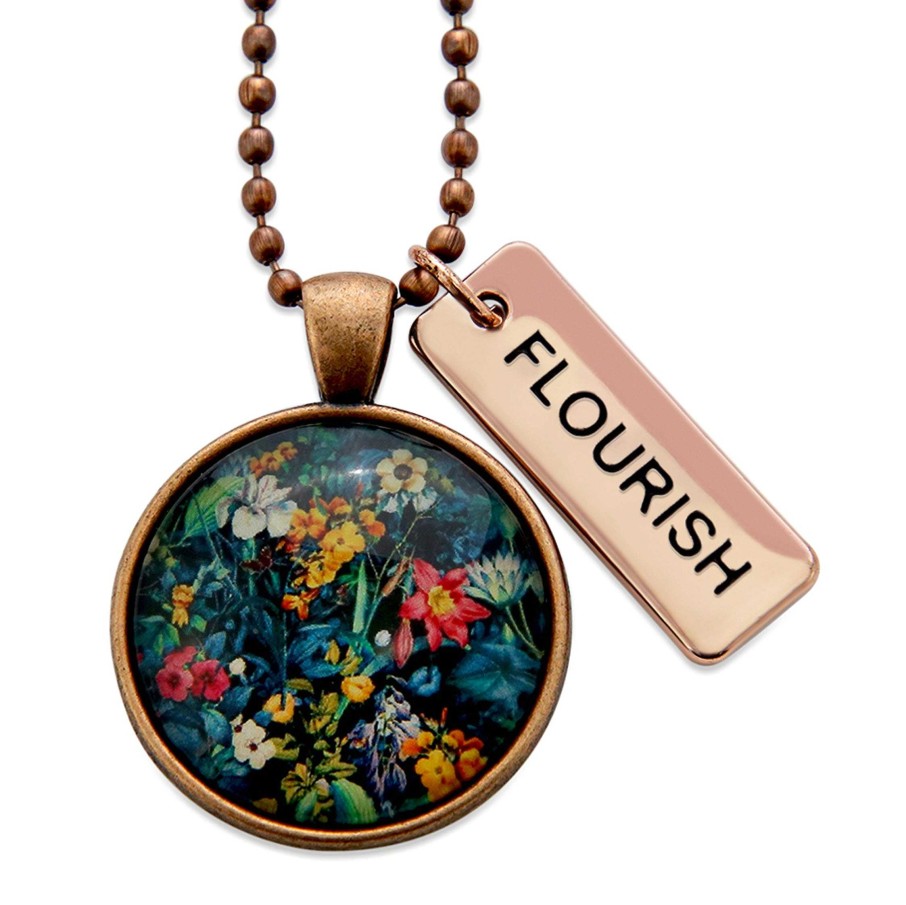 Jewellery Papa Glewy | Spring - 'Flourish' Vintage Copper Necklace - Night Garden (10834)