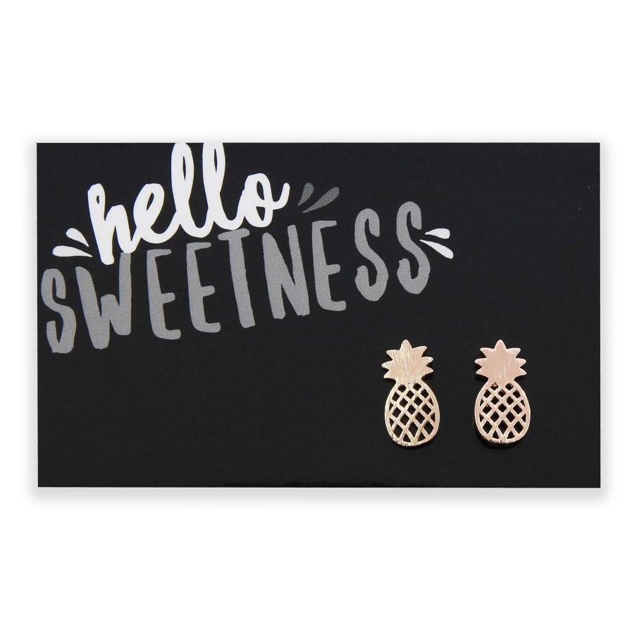 Jewellery Cute Stud Earrings | Hello Sweetness Pineapple - Rose Gold Plated Stud Earrings (9813)