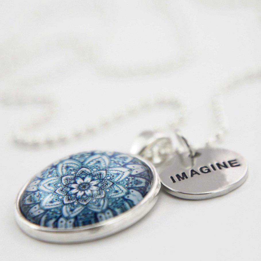 Jewellery Papa Glewy | Heart & Soul Collection - Bright Silver ' Imagine ' Necklace - Floral Ice (10564)