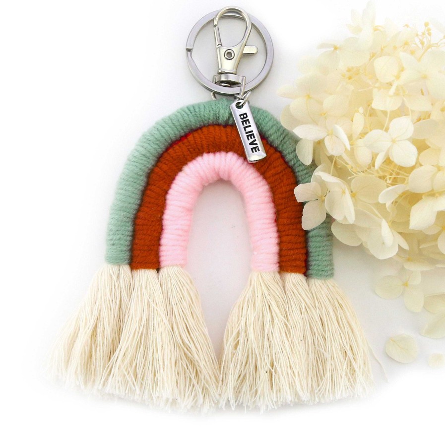 Accessories 50% Off | Handwoven Rainbow Keyring / Bag Accessory 'Believe' In Silver - Mary (7015-1)