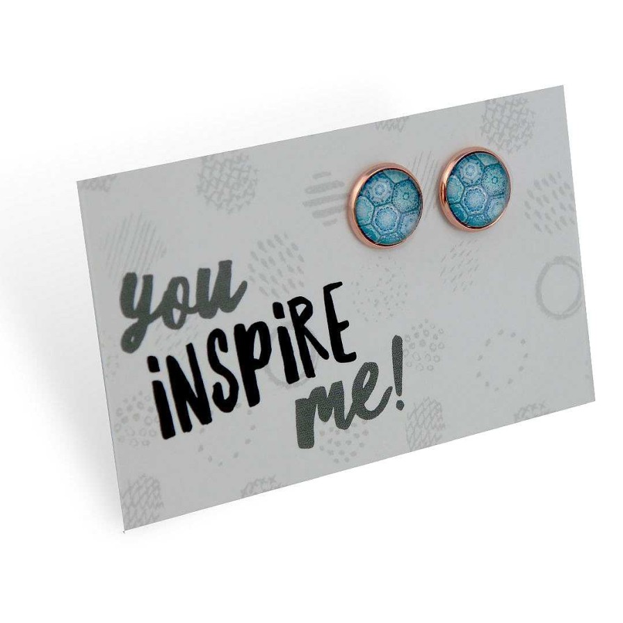 Jewellery Deluxe Stud Earrings | Teal Collection - You Inspire Me - Rose Gold Circle Studs - Hexa (12741)