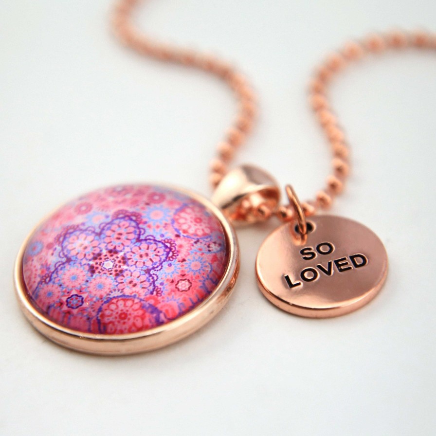 Jewellery Papa Glewy | Pink Collection - Rose Gold 'So Loved' Necklace - Pink Ice (10531)