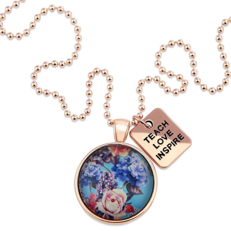 Jewellery Papa Glewy | Spring - 'Teach Love Inspire' Rose Gold Necklace - Floweret (10811)