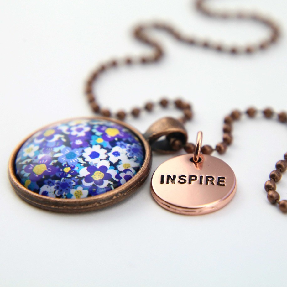 Jewellery 50% Off | Spring - 'Inspire' Vintage Copper Necklace - Purple Perennials (11212)