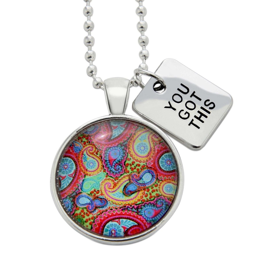 Jewellery 50% Off | Spring - 'You Got This' Bright Silver Necklace - Vivid - (10812)