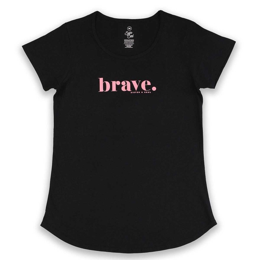 Apparel Tees Tanks & Totes | Brave - Black Scoopy Tee - Pink Print