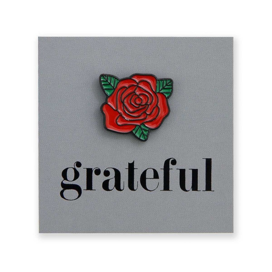 Accessories Accessories | Lovely Pins! Grateful - Red Rose Enamel Badge Pin - (10262)