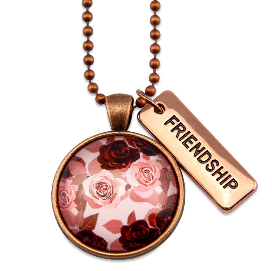 Jewellery Papa Glewy | Pink Collection - Vintage Copper 'Friendship' Circle Necklace - Rosie (10645)