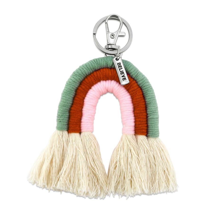 Accessories 50% Off | Handwoven Rainbow Keyring / Bag Accessory 'Believe' In Silver - Mary (7015-1)