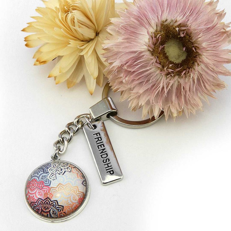 Accessories Papa Glewy | Boho Collection - Vintage Silver Keyring With 'Friendship' Charm - Maya (10113)