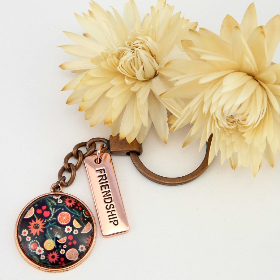 Accessories Papa Glewy | Christmas - Vintage Rose Gold 'Friendship' Keyring - Christmas Spice (10344)