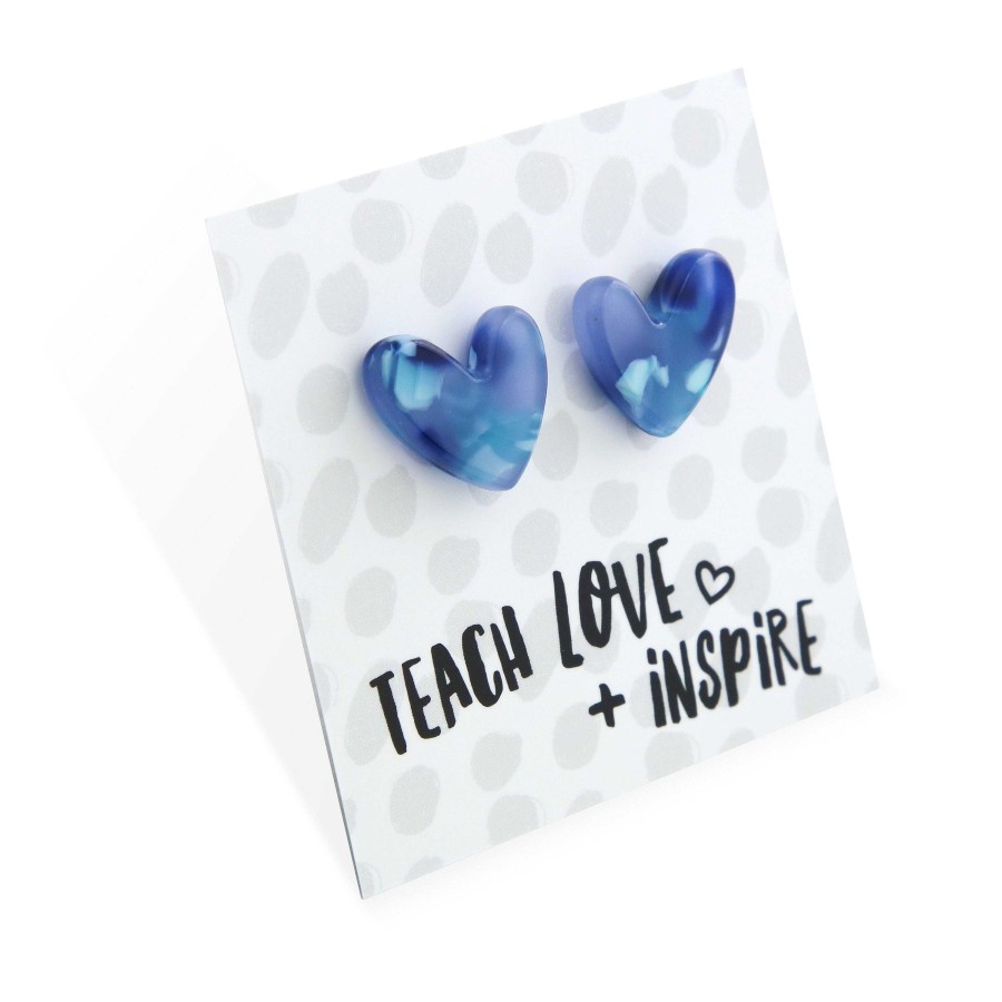 Jewellery Statement Earrings | Teach Love + Inspire - Resin Heart Studs - Breezy (12763)