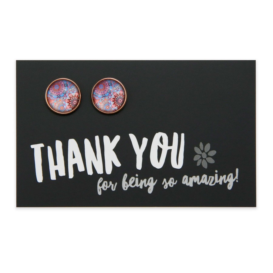 Jewellery Deluxe Stud Earrings | Boho Collection - Thank You For Being So Amazing - Rose Gold Surround Circle Studs - Glaze (11555)