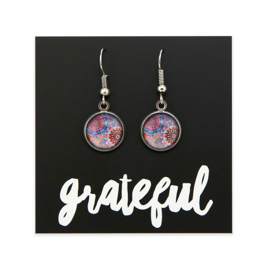 Jewellery Circle Drop Dangles | Boho Collection - Grateful - Vintage Silver Dangle Earrings - Glaze (12745)