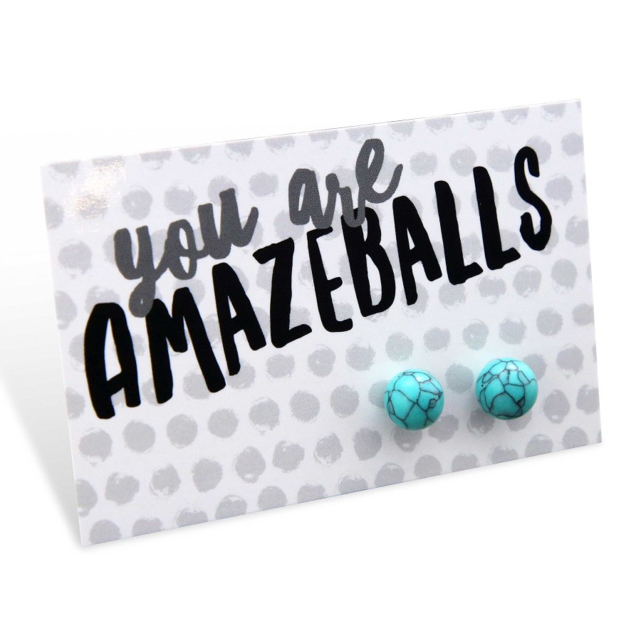 Jewellery Stone Earrings | You Are Amazeballs! - Turquoise Stone Ball Earrings (8608)