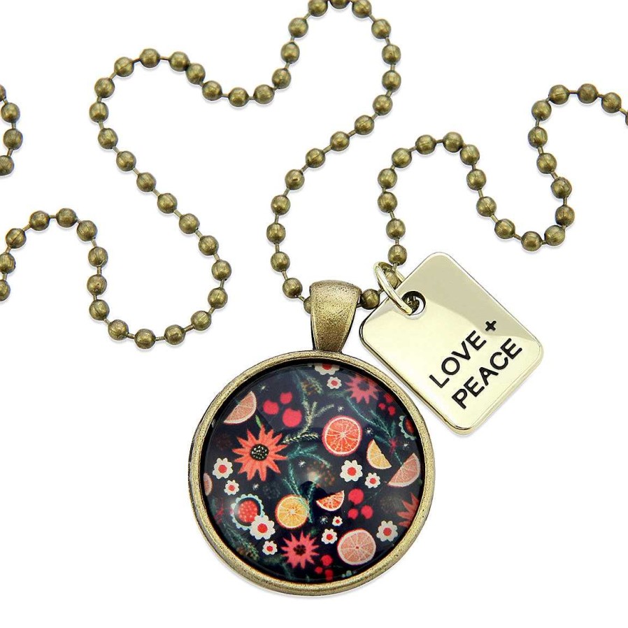 Jewellery Papa Glewy | Christmas - Vintage Gold 'Love + Peace' Necklace - Christmas Spice - (10613)