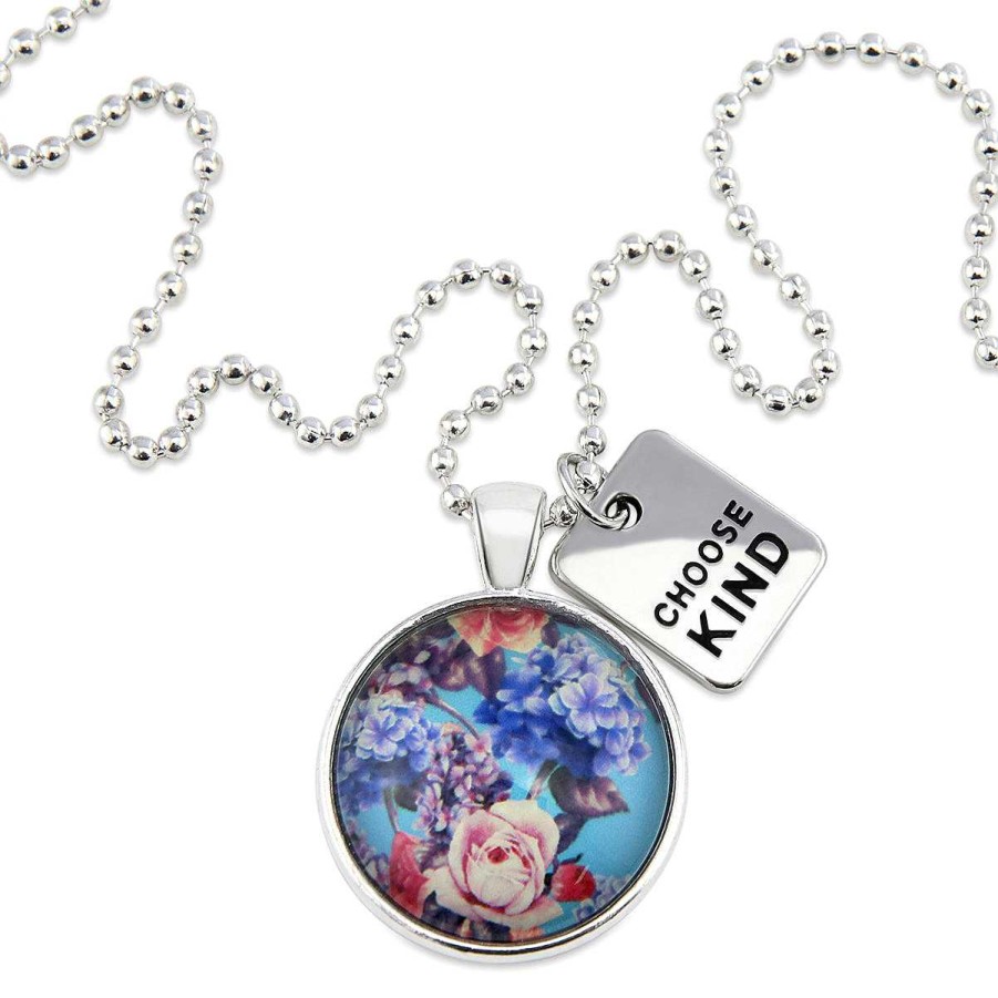 Jewellery 50% Off | Spring - 'Choose Kind' Bright Silver Necklace - Floweret (10715)