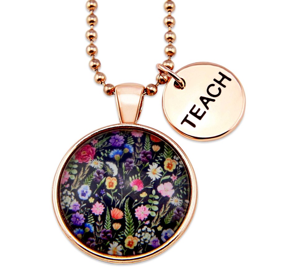 Jewellery Papa Glewy | Wildflower Rose Gold 'Teach' Necklace - Enchanted (11135)