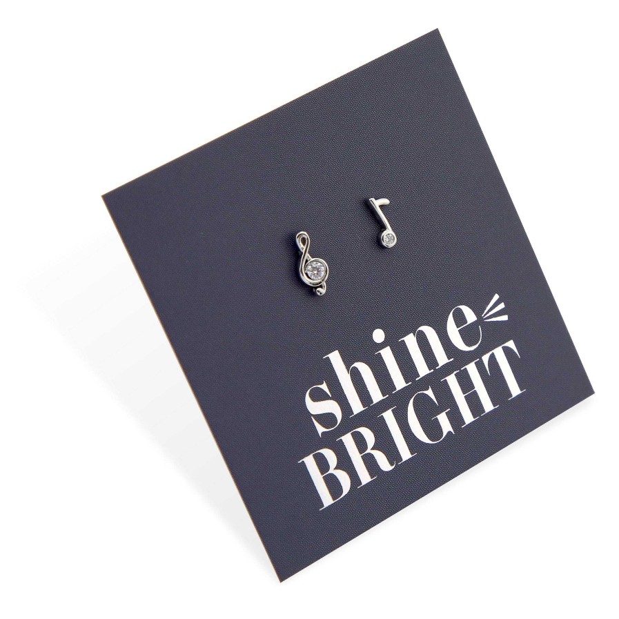 Jewellery Sterling Silver Studs | Tiny Music Note Studs - Silver Sterling Silver - Shine Bright (8515-F)