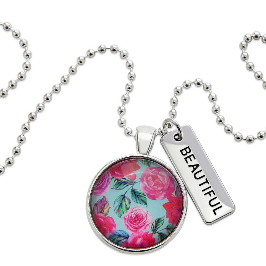 Jewellery Papa Glewy | Spring - 'Beautiful' Vintage Silver Necklace - French Rose - (10662)