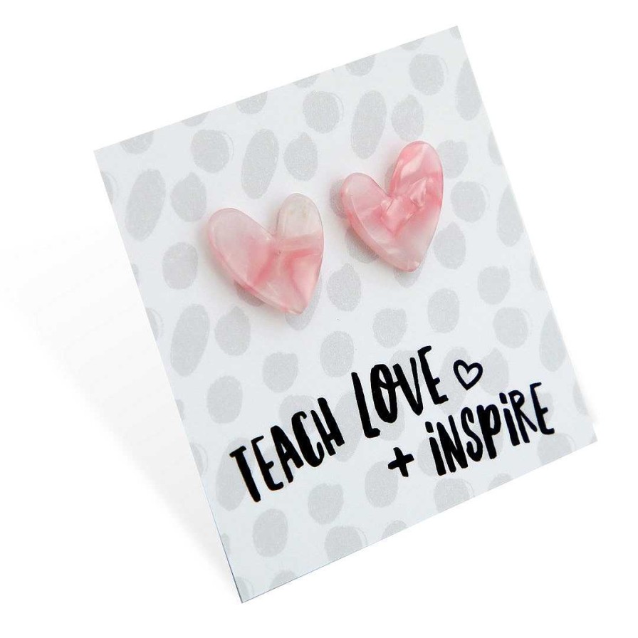 Jewellery Statement Earrings | Teach Love + Inspire - Resin Heart Studs - Rosie (12034)