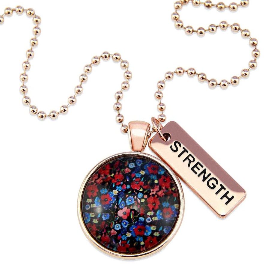 Jewellery 50% Off | Poppies Collection - Rose Gold 'Strength' Necklace - Wildflower Patch (10664)