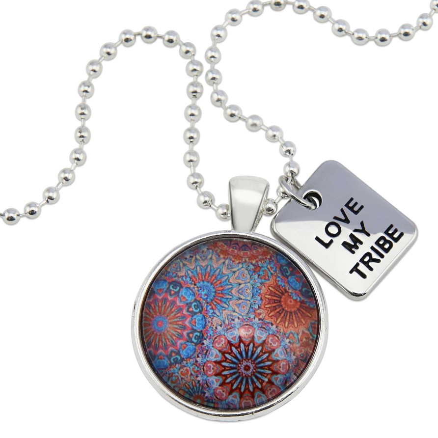 Jewellery Papa Glewy | Boho Collection - Bright Silver 'Love My Tribe' Necklace - Glaze (10532)