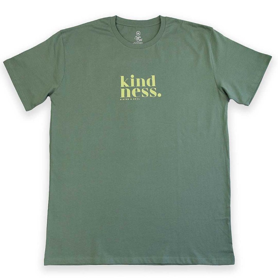 Apparel Tees Tanks & Totes | Kindness - Plus Size Long Boxy Tee - Sage With Lime Print